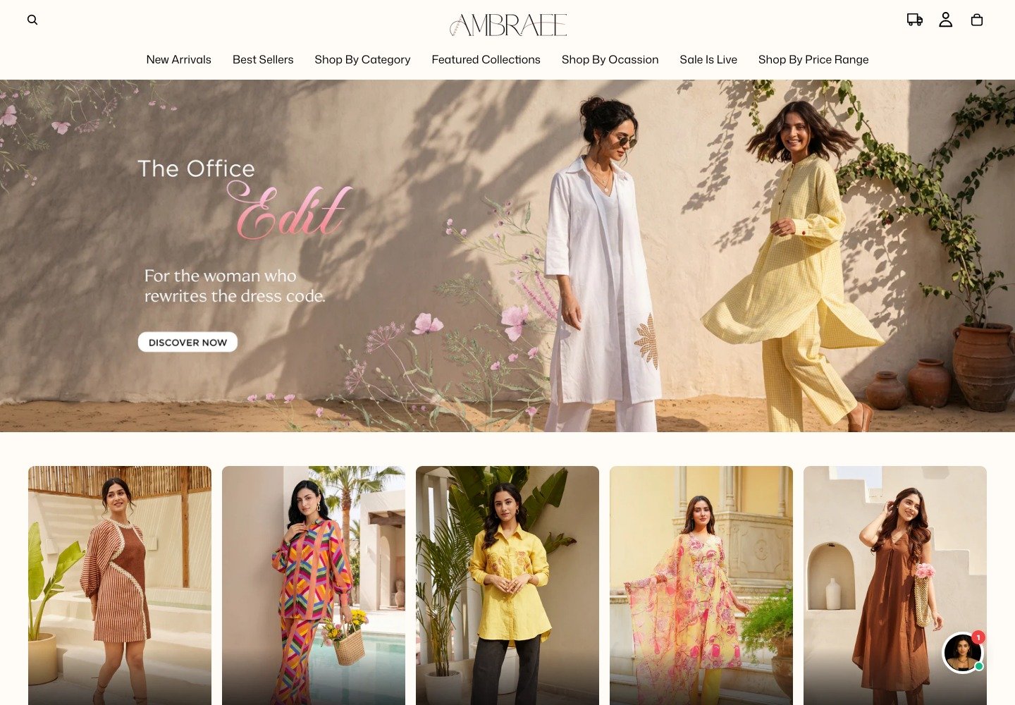 Ambraee desktop storefront