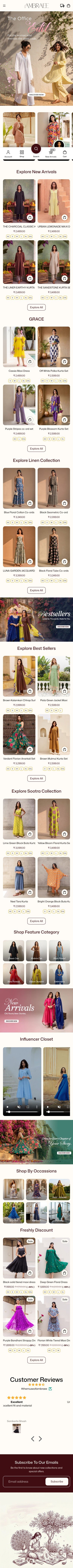 Ambraee full mobile storefront view