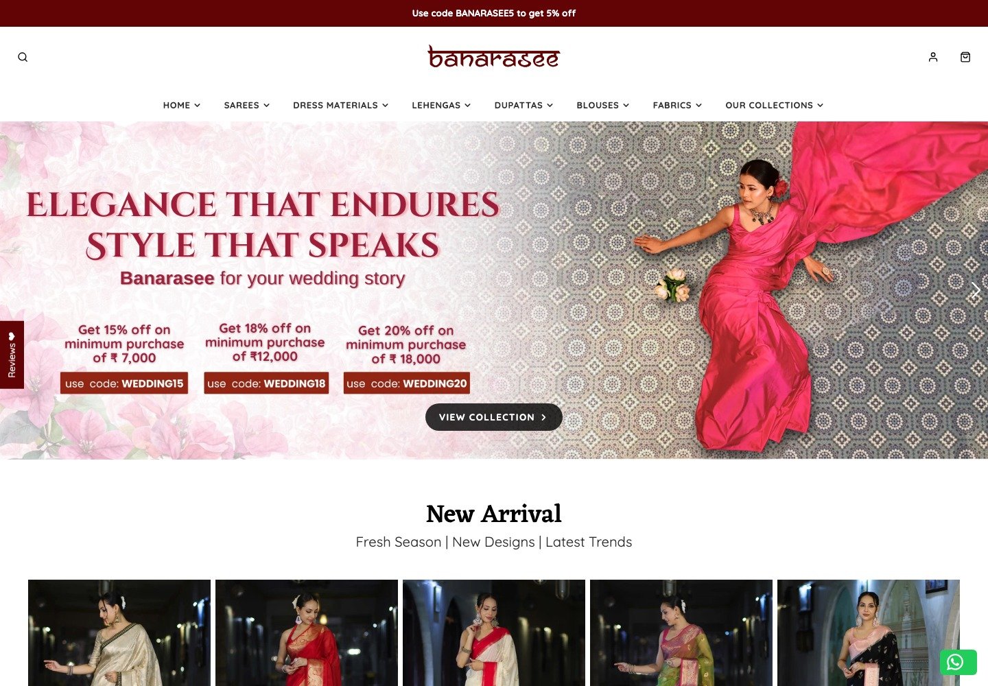 Banarasee desktop storefront