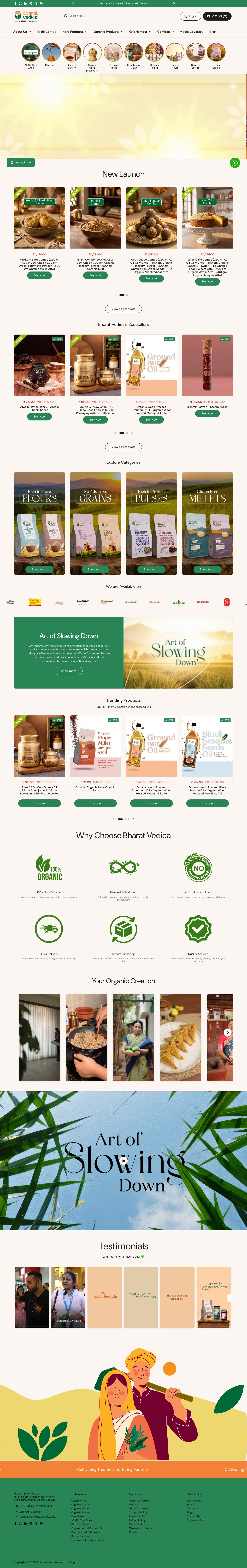 Bharat Vedica full desktop storefront view