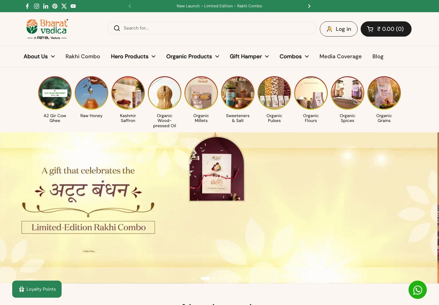 Bharat Vedica desktop storefront