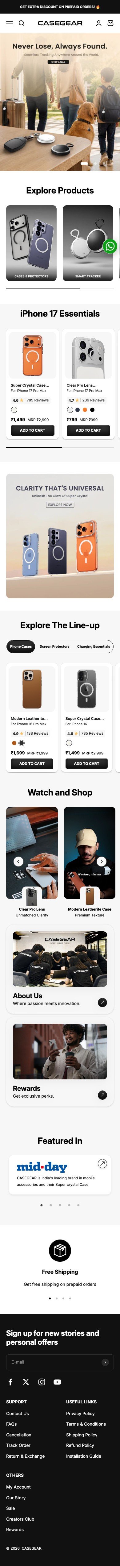 Casegear full mobile storefront view