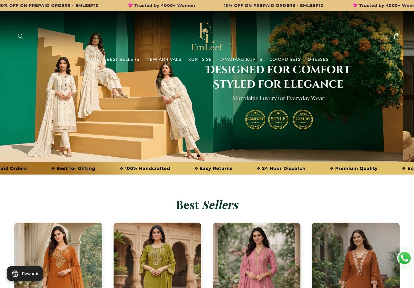 EmLeef desktop storefront