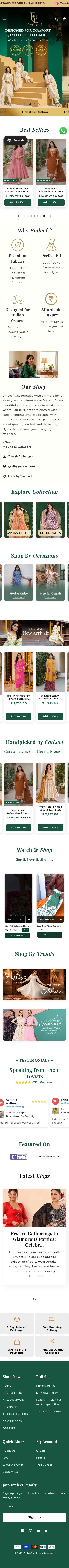 EmLeef full mobile storefront view