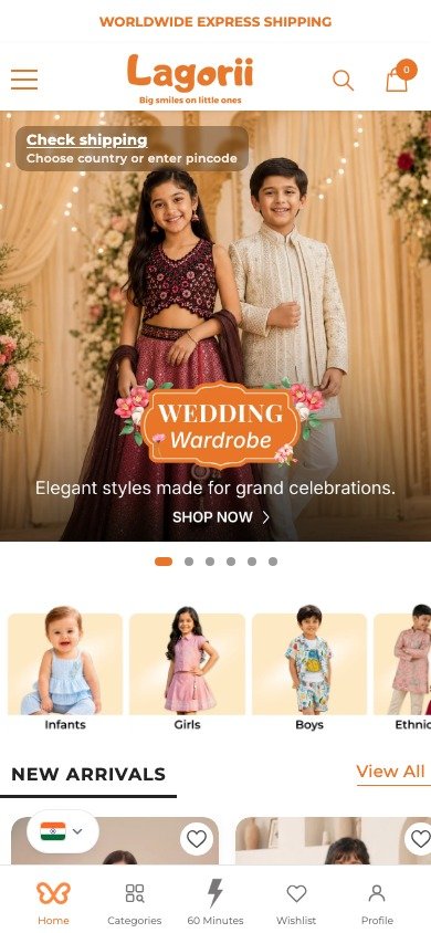 Lagorii Kids mobile storefront