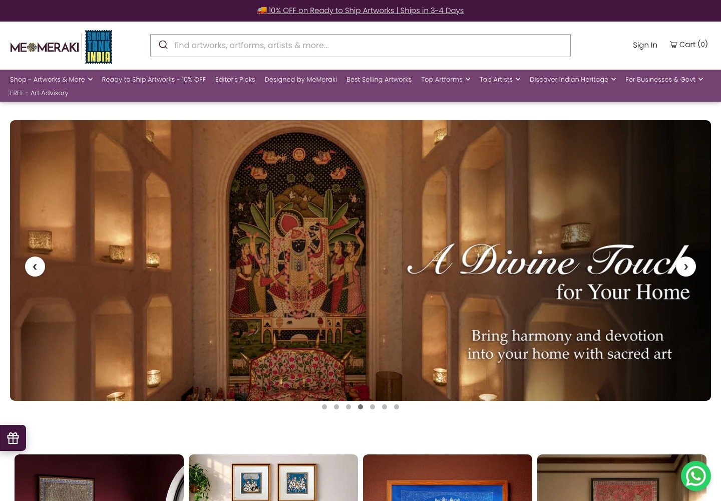 MeMeraki desktop storefront