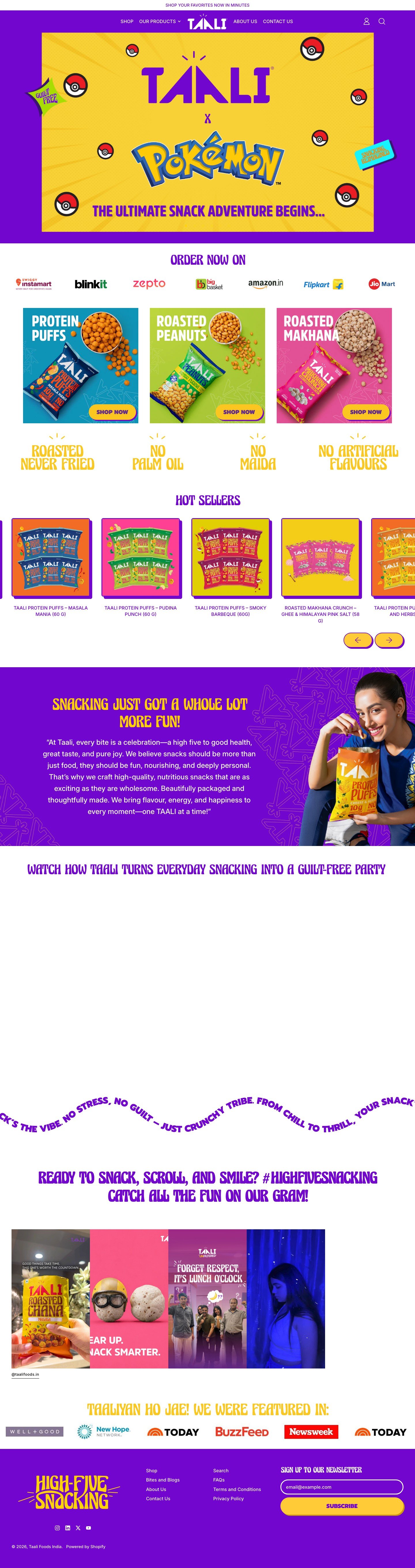Taali Foods full desktop storefront view