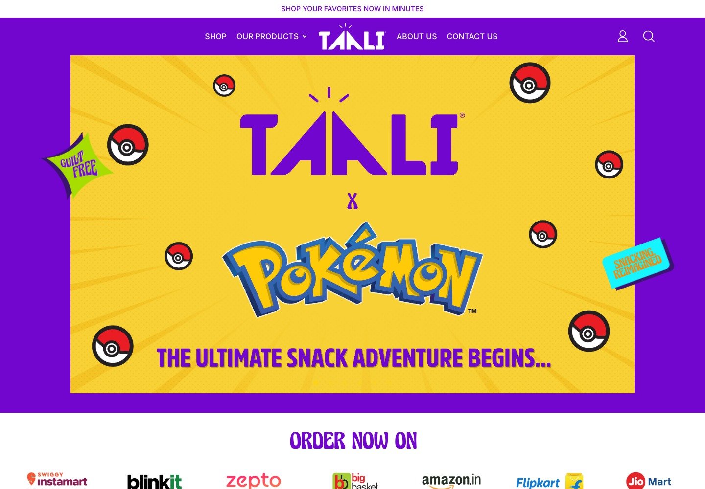 Taali Foods desktop storefront