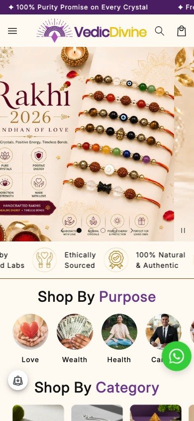 Vedic Divine mobile storefront